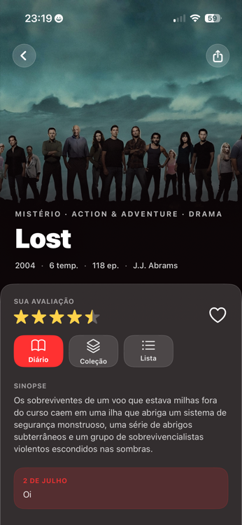 Tela de detalhe de série